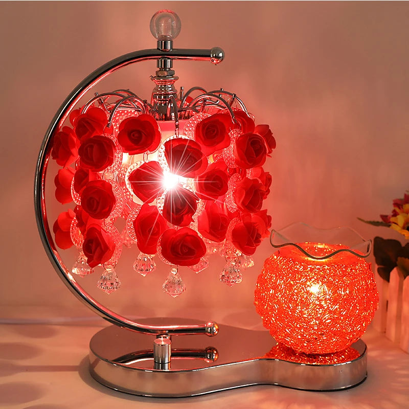 Rose Incense Burner Aromatherapy Lamp – Plug-In Essential Oil Diffuser, Bedroom Bedside Light, Perfect Birthday & Wedding Gift