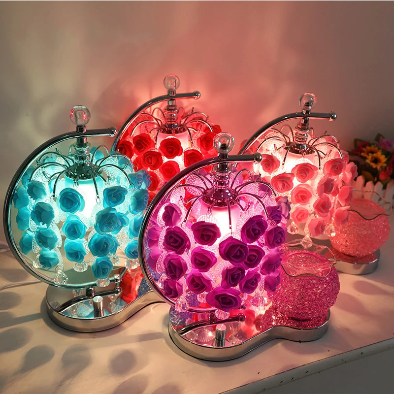 Rose Incense Burner Aromatherapy Lamp – Plug-In Essential Oil Diffuser, Bedroom Bedside Light, Perfect Birthday & Wedding Gift