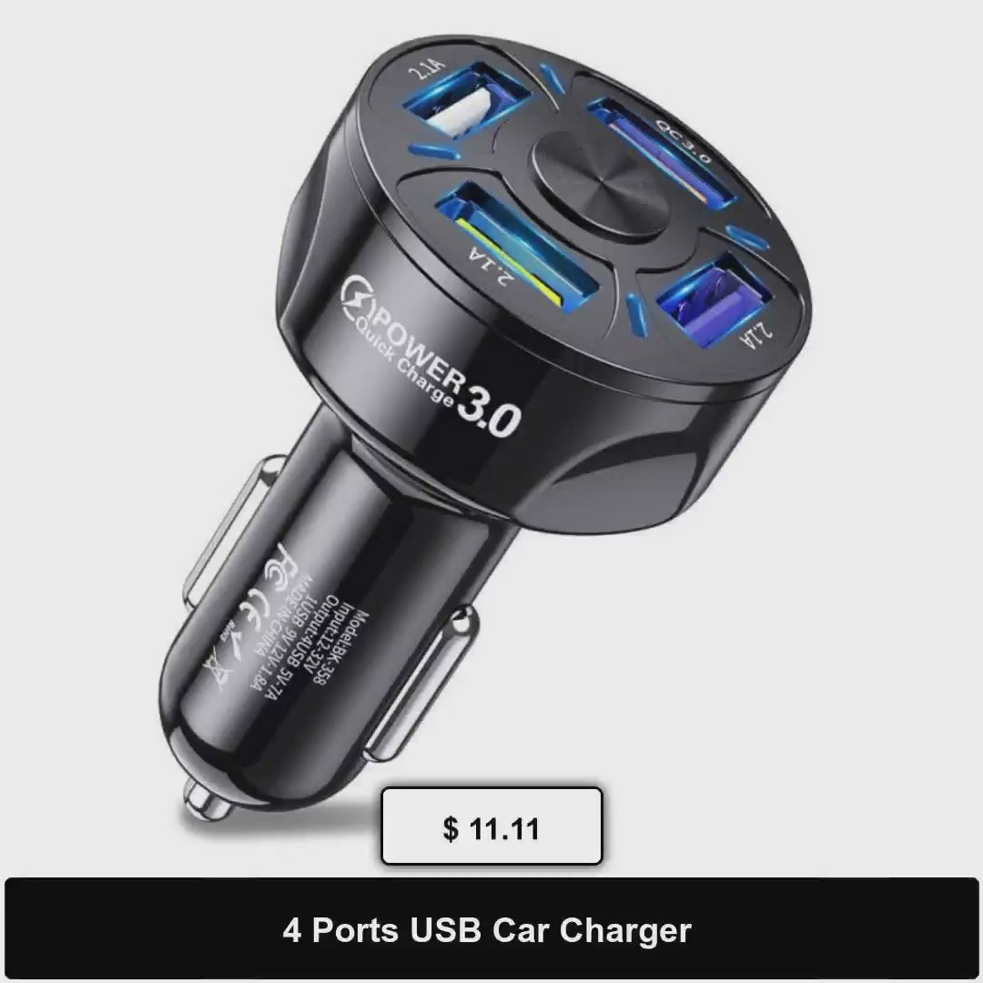 4 Ports USB Car Charger by@Vidoo