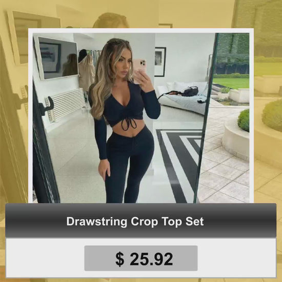 Drawstring Crop Top Set by@Vidoo