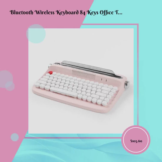 Bluetooth Wireless Keyboard 84 Keys Office Typewriter Feel Keyboard Tablet Stylish Retro Round Key Cap Teclado by@Vidoo