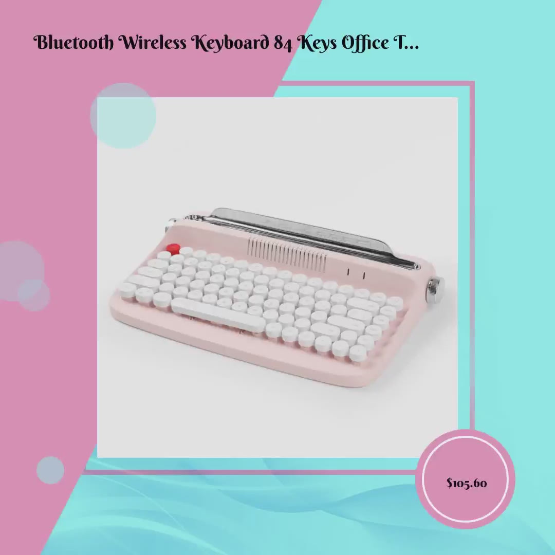 Bluetooth Wireless Keyboard 84 Keys Office Typewriter Feel Keyboard Tablet Stylish Retro Round Key Cap Teclado by@Vidoo