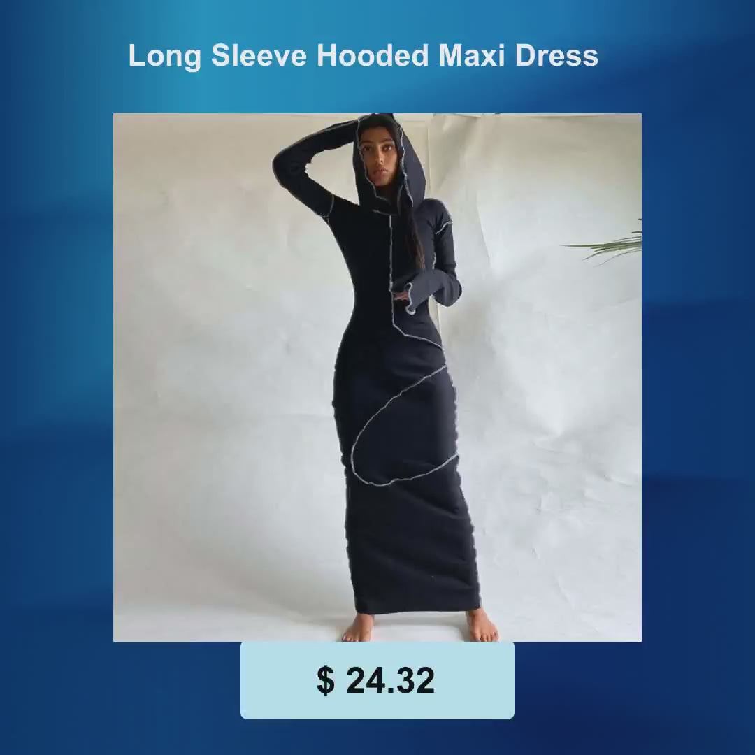 Long Sleeve Hooded Maxi Dress by@Vidoo