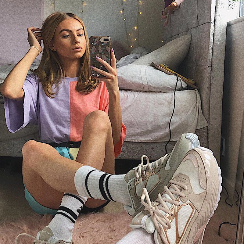 Personalized Stitching Contrast T-shirt