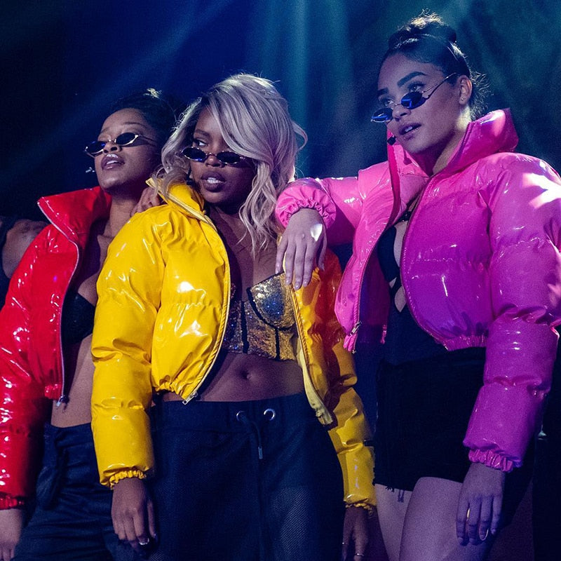 Faux PU Leather Y2K Bubble Puffer Jacket