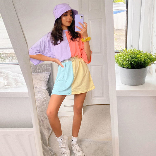 Personalized Stitching Contrast T-shirt