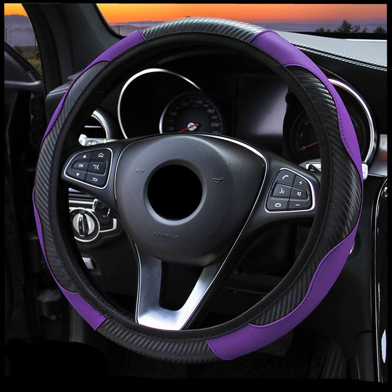 Anti Slip Leather Steering wheel Covers 37-38cm
