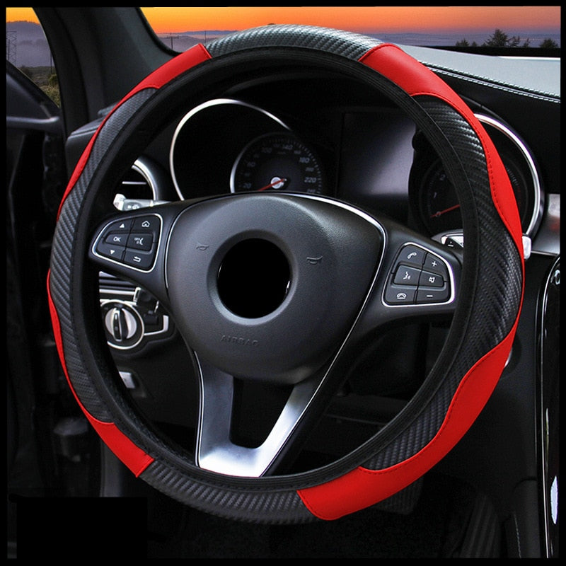 Anti Slip Leather Steering wheel Covers 37-38cm
