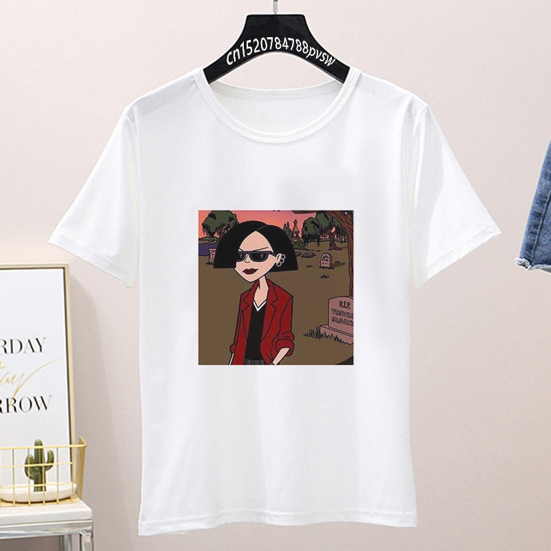 Daria Eww Feelings Printed Women's T Shirts Casual Loose Summer Aesthetic Tops Vintage