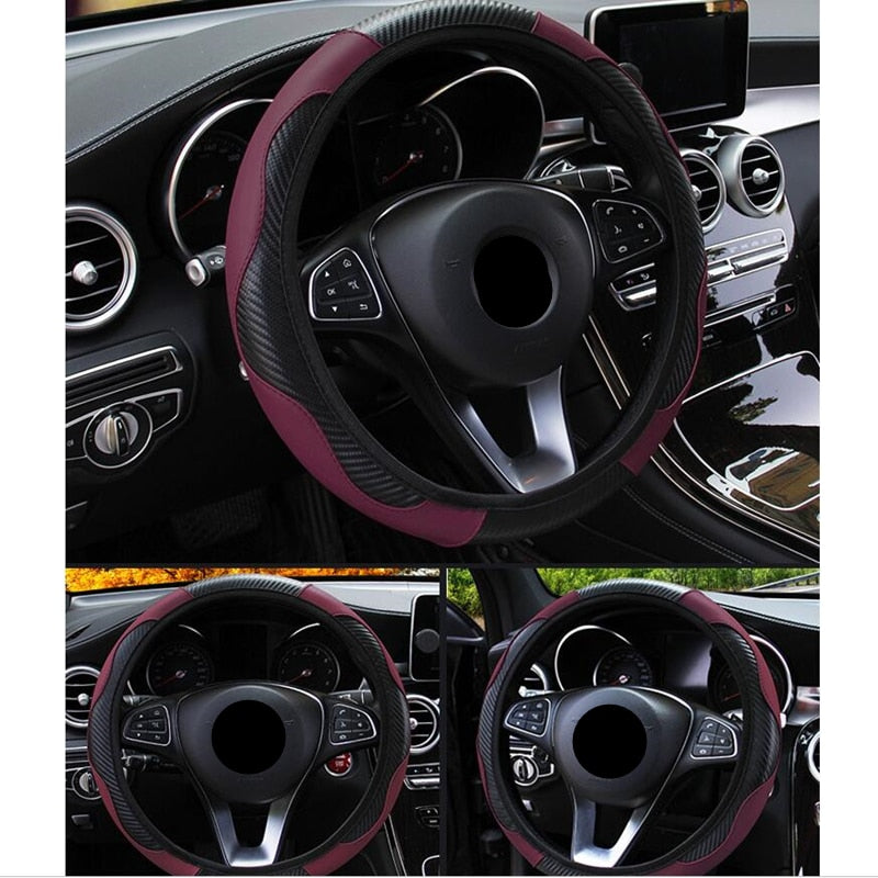 Anti Slip Leather Steering wheel Covers 37-38cm
