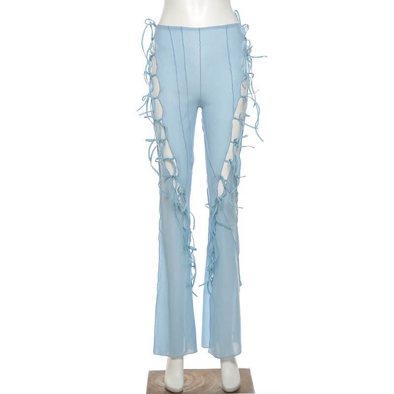 Flare Y2k Mesh Bandage Trousers
