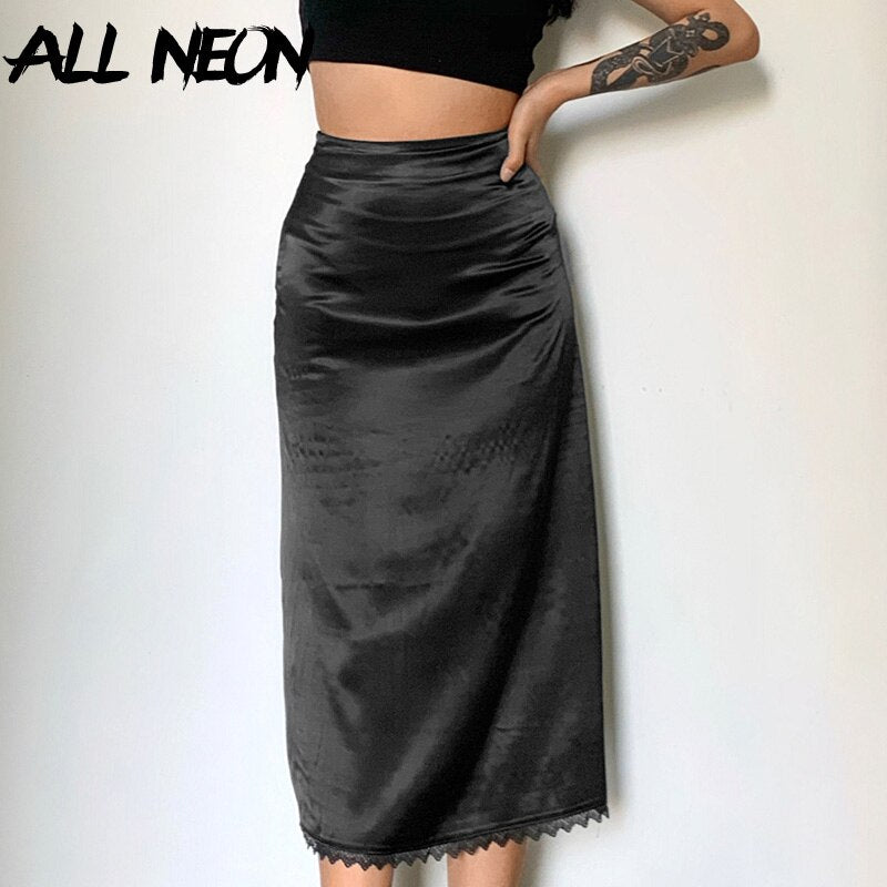 Brown Satin Vintage Skirt