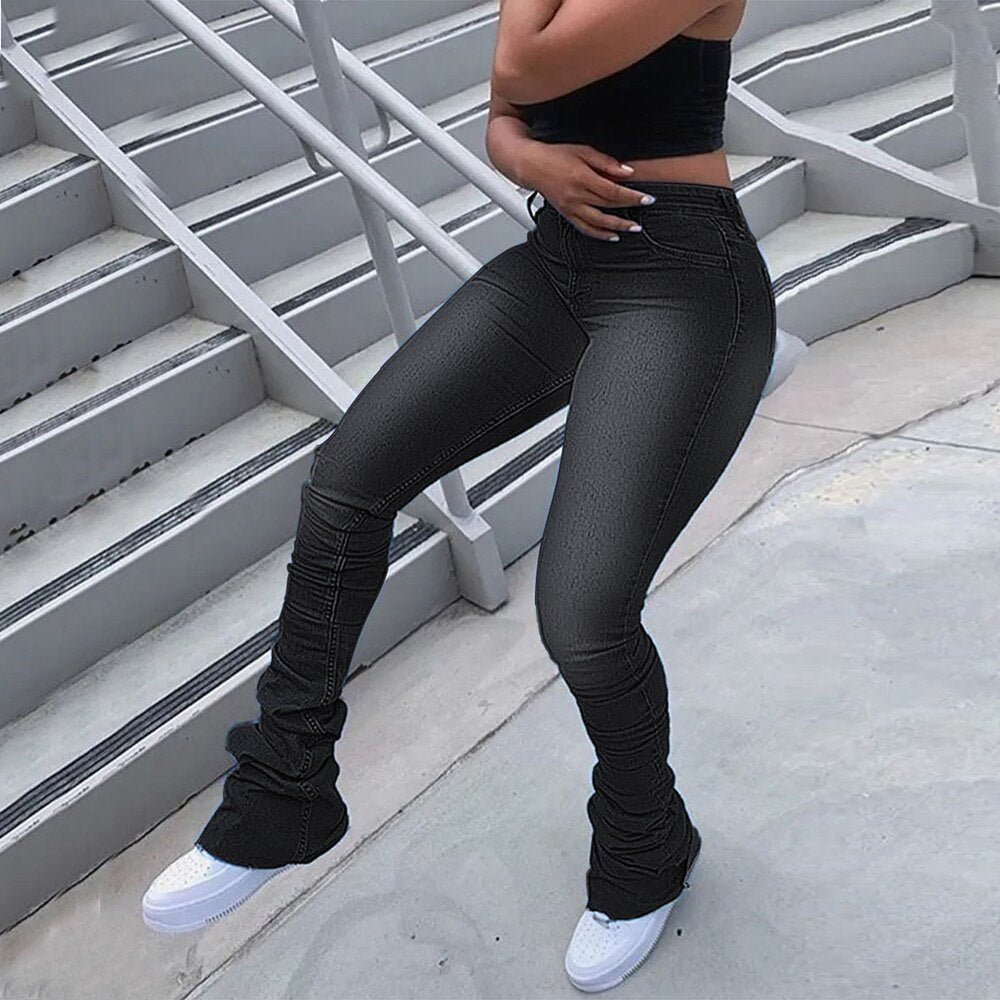 High Wait Stacked Jeans