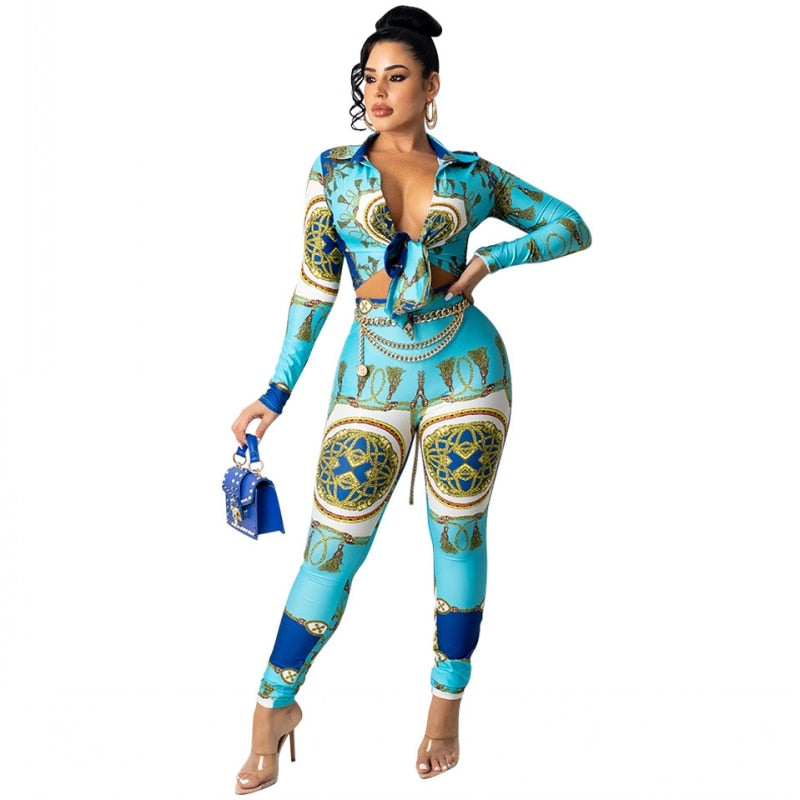 Vintage Streetwear Pattern Long Sleeve Sets