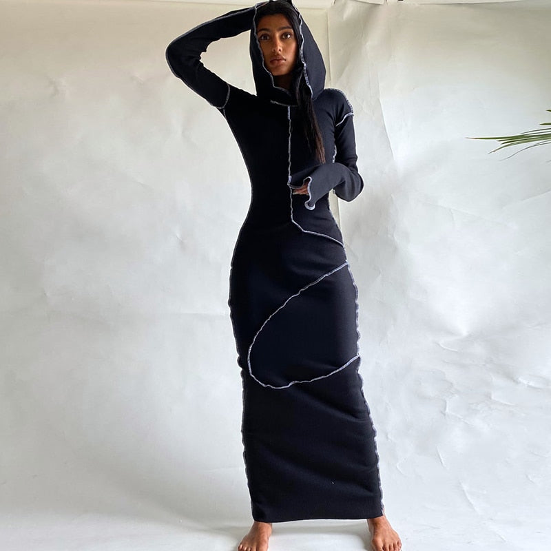 Long Sleeve Hooded Maxi Dress