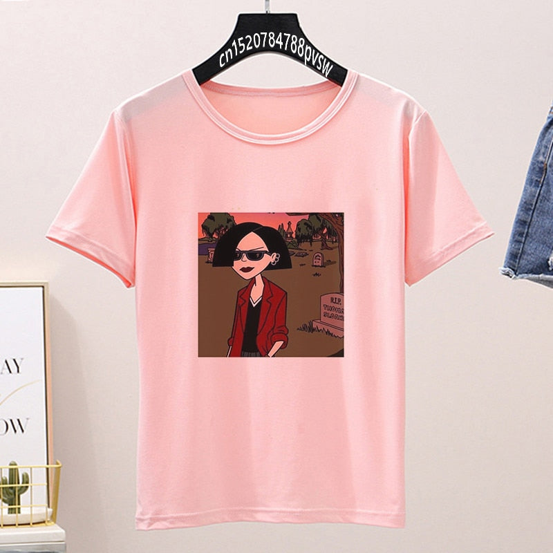 Daria Eww Feelings Printed Women's T Shirts Casual Loose Summer Aesthetic Tops Vintage