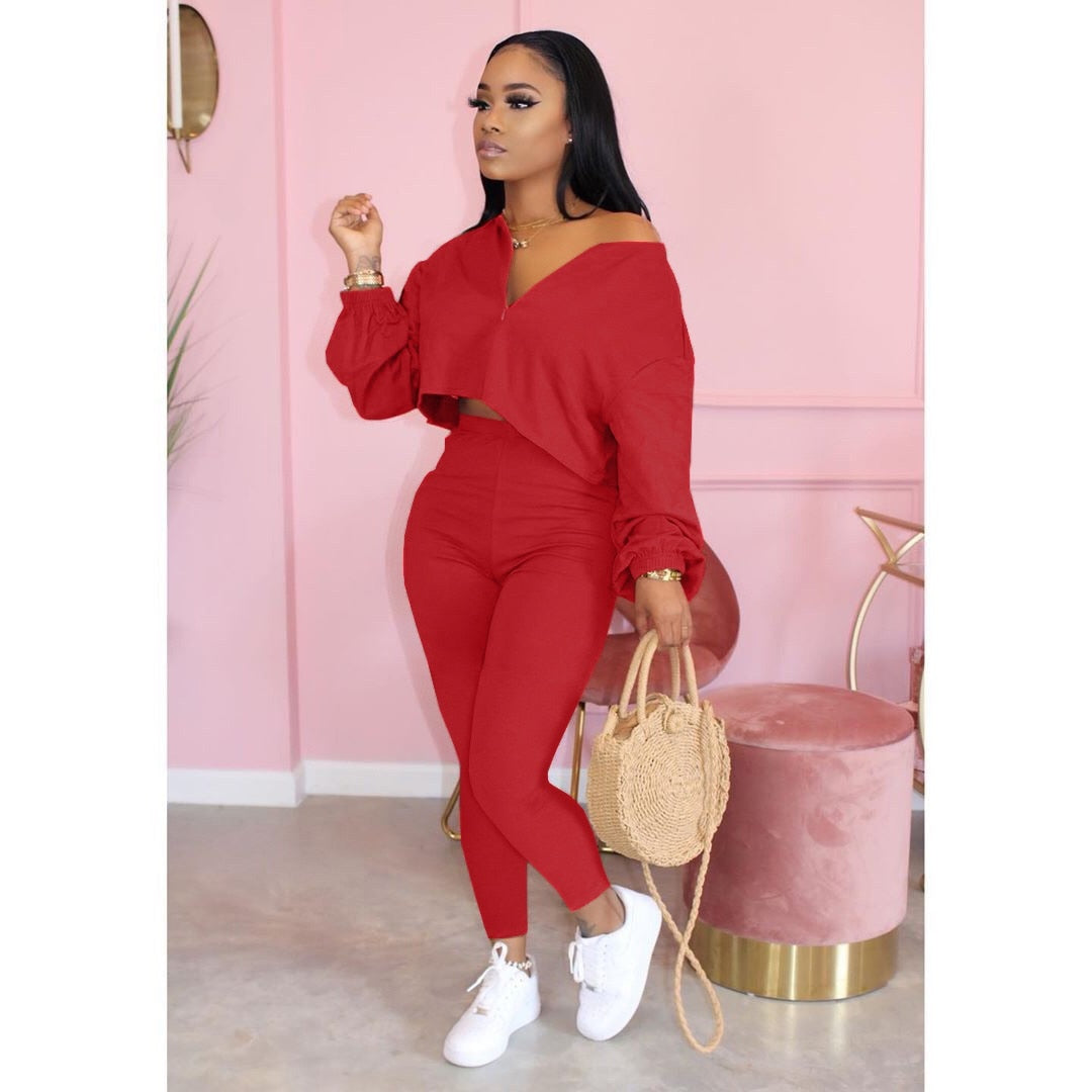 Casual 2 Piece V Neck Plus Size Sets