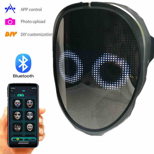 Bluetooth LED Mask Diy Picture Animation Halloween  Costume