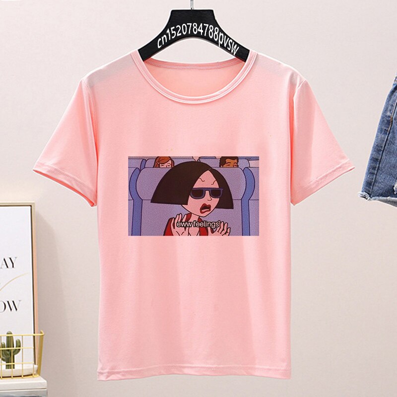 Daria Eww Feelings Printed Women's T Shirts Casual Loose Summer Aesthetic Tops Vintage
