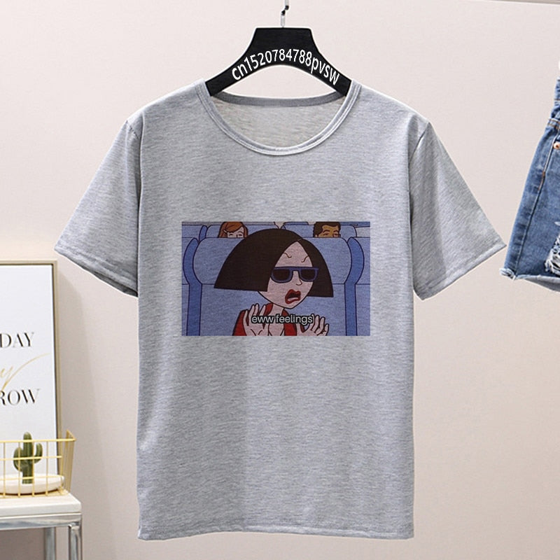 Daria Eww Feelings Printed Women's T Shirts Casual Loose Summer Aesthetic Tops Vintage