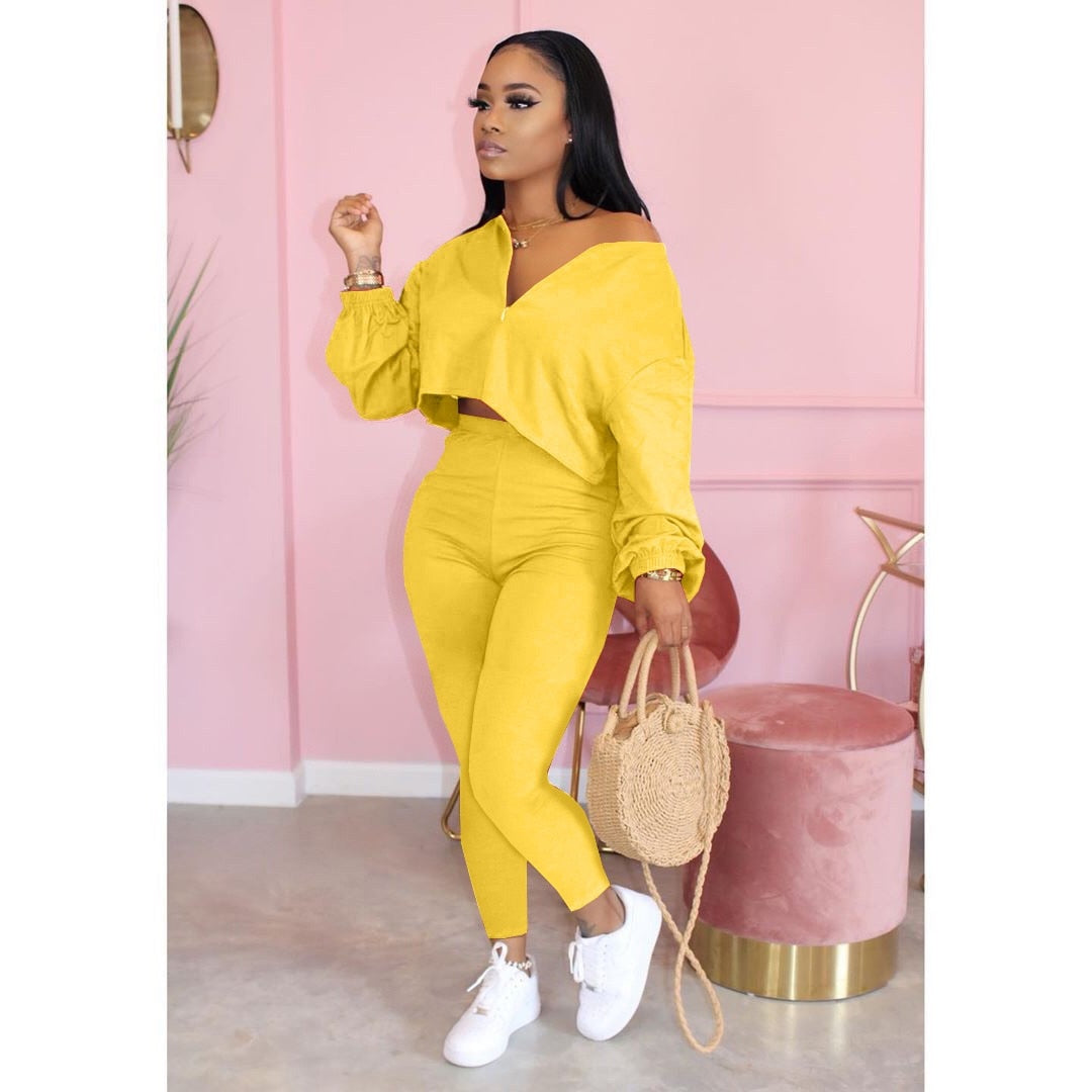 Casual 2 Piece V Neck Plus Size Sets