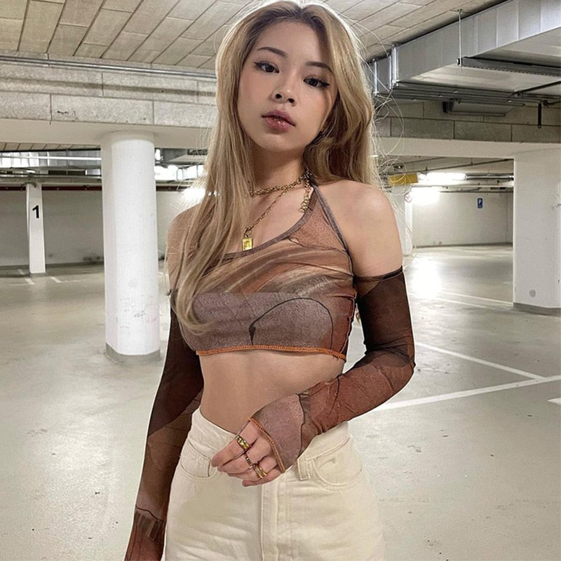 Y2k Gothic Print Tops