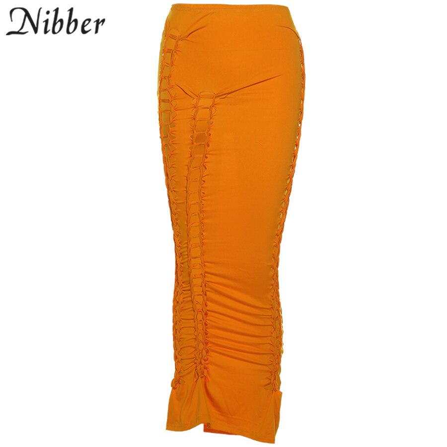 Hollow Fold Elastic Skirt