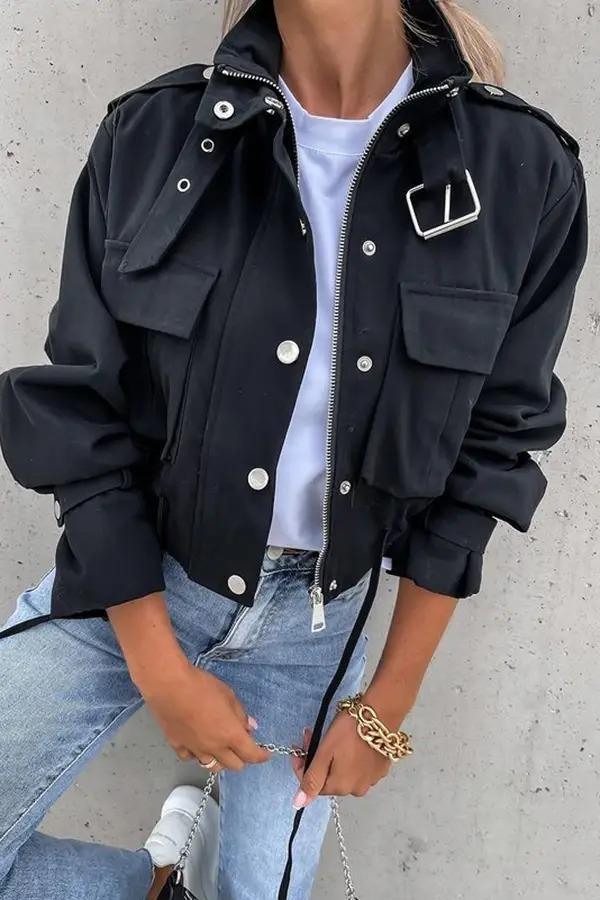 Casual Chic Drawstring Coat