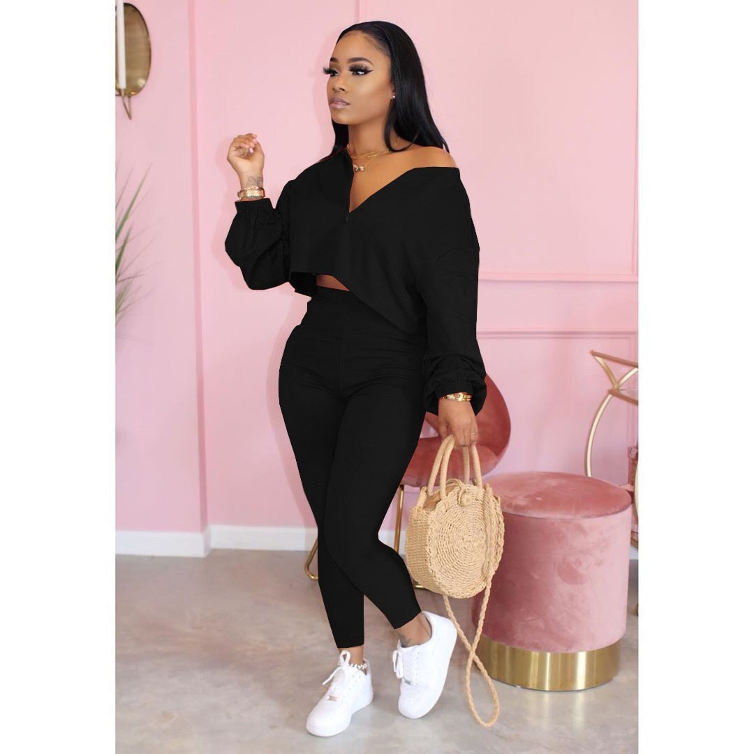 Casual 2 Piece V Neck Plus Size Sets