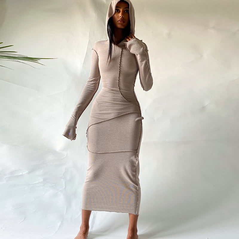 Long Sleeve Hooded Maxi Dress