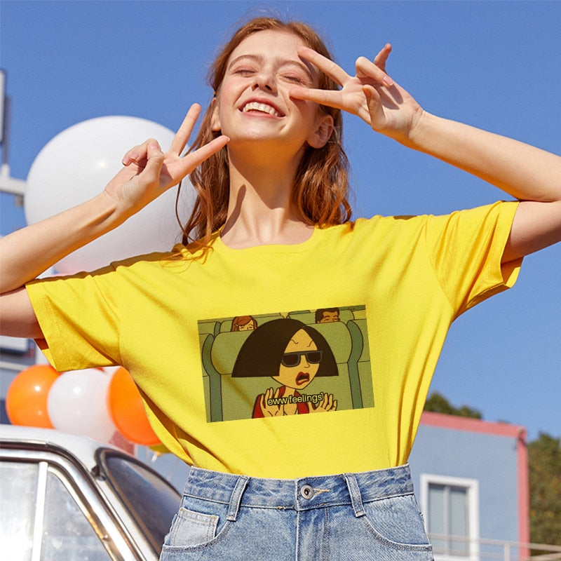 Daria Eww Feelings Printed Women's T Shirts Casual Loose Summer Aesthetic Tops Vintage