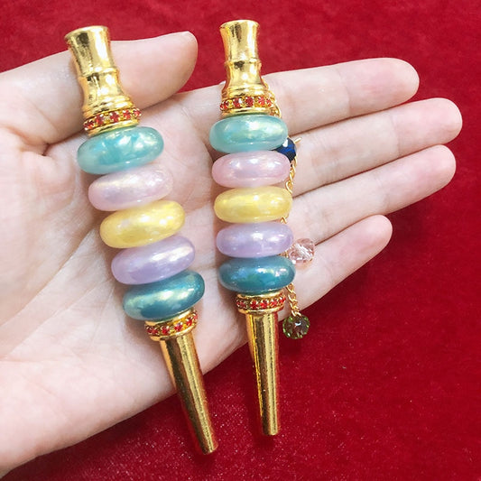 Candy Rainbow Color Detachable Inlaid Jewelry Blunt Holder Filter Shisha Hookah Tips Mouthpiece Tip With Laser Gift Bag