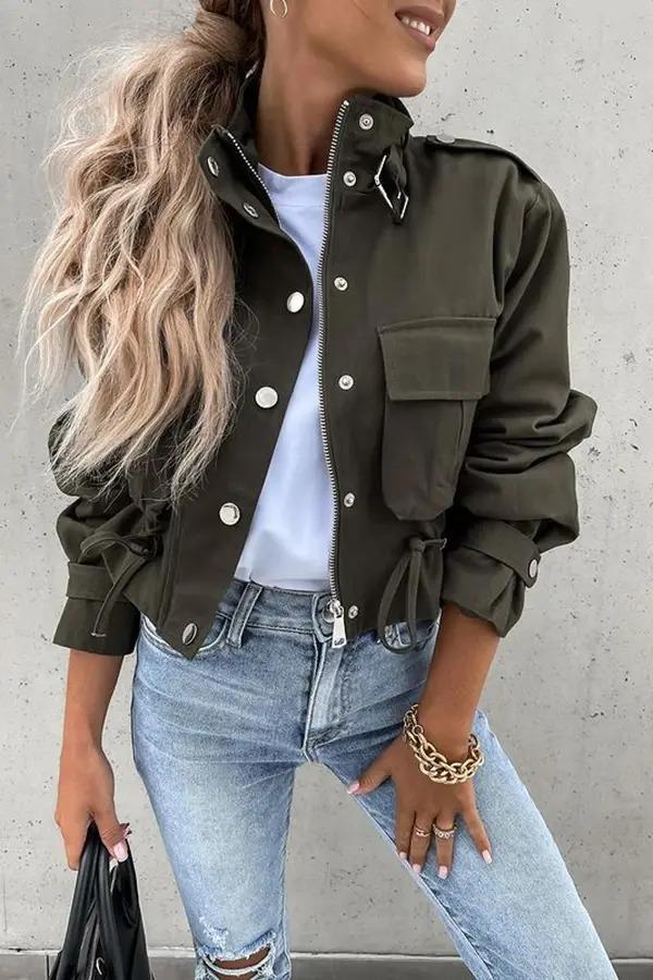 Casual Chic Drawstring Coat