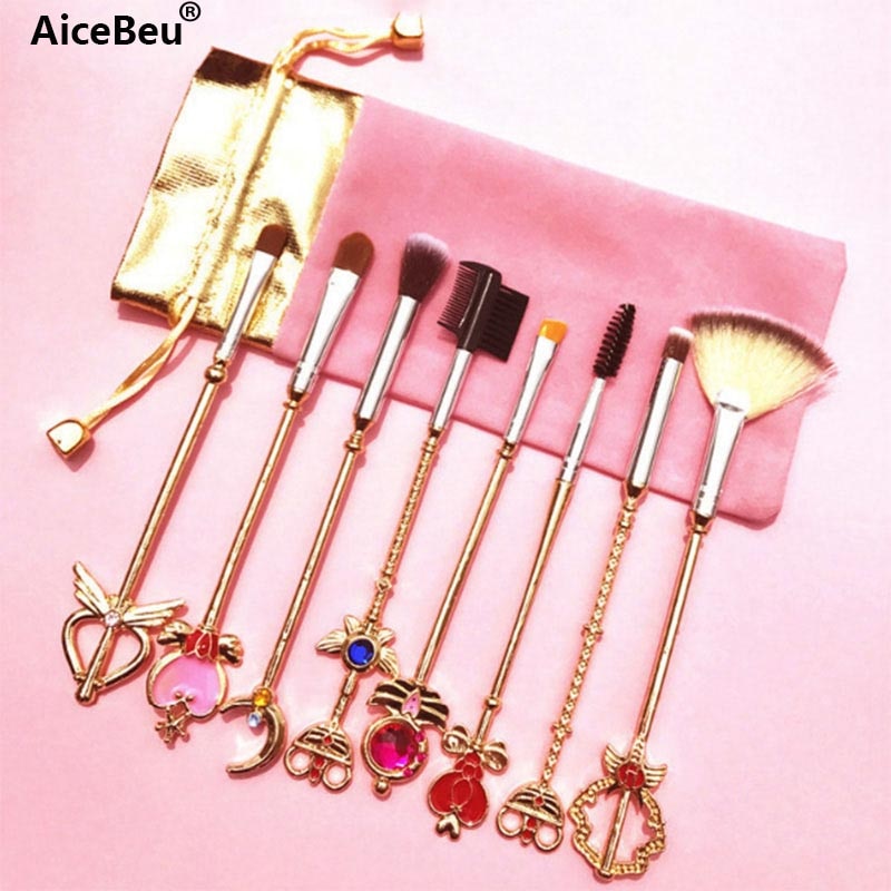 Gold Sakura Sailor Moon Makeup Brushes Set