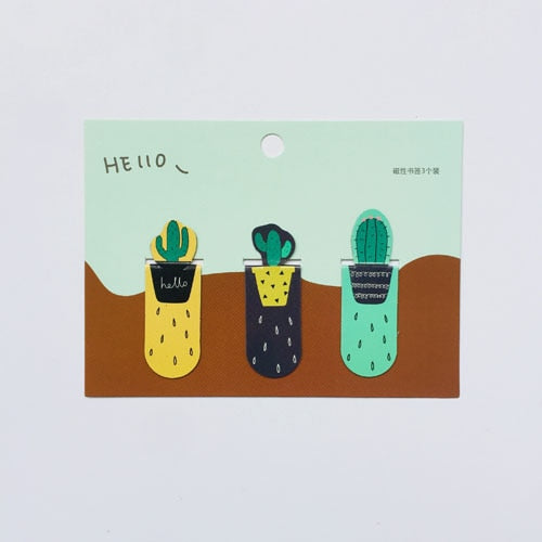 1 Set Fresh Cactus Sakura Unicorn Magnetic Bookmarks Books Marker of Page Student Stationery School Office Supply
