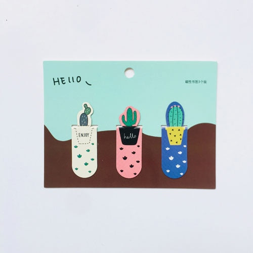 1 Set Fresh Cactus Sakura Unicorn Magnetic Bookmarks Books Marker of Page Student Stationery School Office Supply