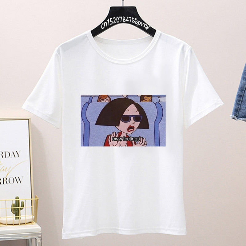 Daria Eww Feelings Printed Women's T Shirts Casual Loose Summer Aesthetic Tops Vintage