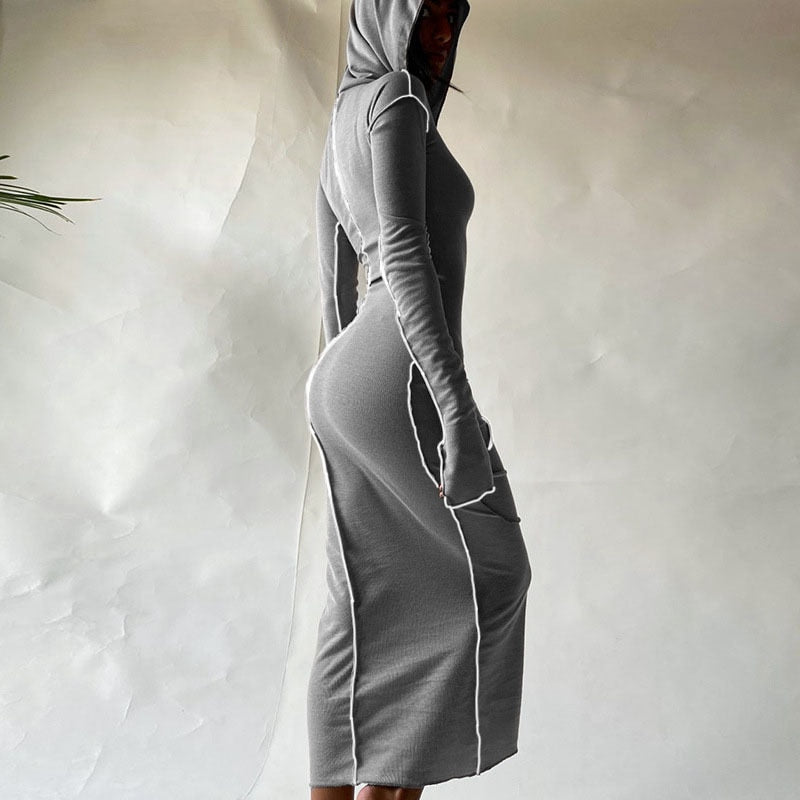 Long Sleeve Hooded Maxi Dress
