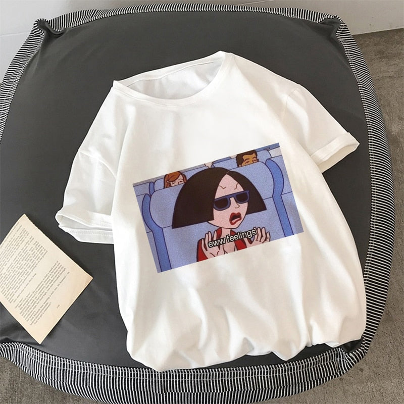Daria Eww Feelings Printed Women's T Shirts Casual Loose Summer Aesthetic Tops Vintage
