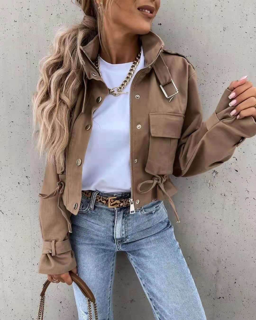 Casual Chic Drawstring Coat