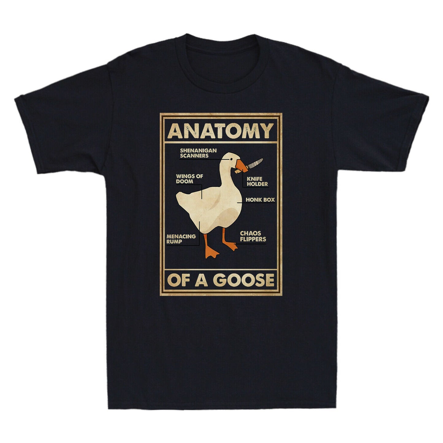 Anatomy Of A Goose Funny Duck Graphic Gaming Vintage T Shirt
