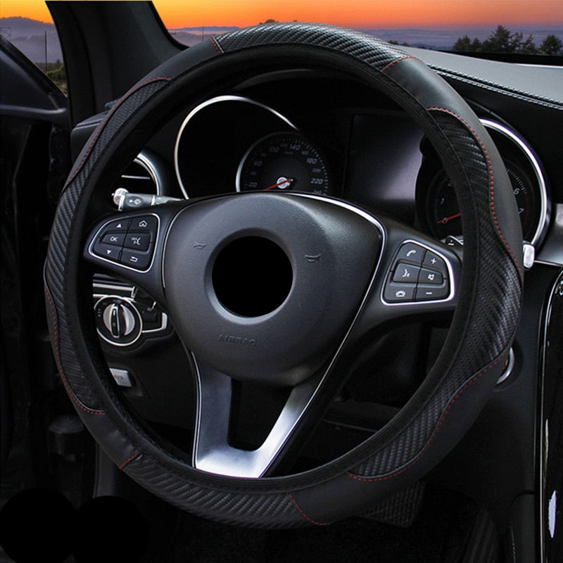 Anti Slip Leather Steering wheel Covers 37-38cm