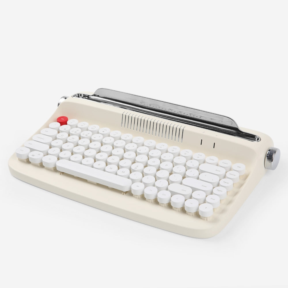 Bluetooth Wireless Keyboard 84 Keys Office Typewriter Feel Keyboard Tablet Stylish Retro Round Key Cap Teclado