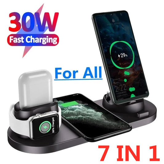 7 in 1 Wireless Charger Stand Pad For iPhone 14 13 12 Pro Max Apple Watch Fast Charging Dock Station for Airpods Pro IWatch