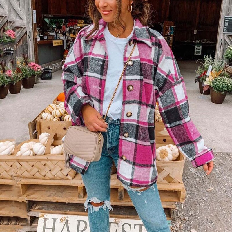 Plaid Oversized Checkered Button Up Shirt