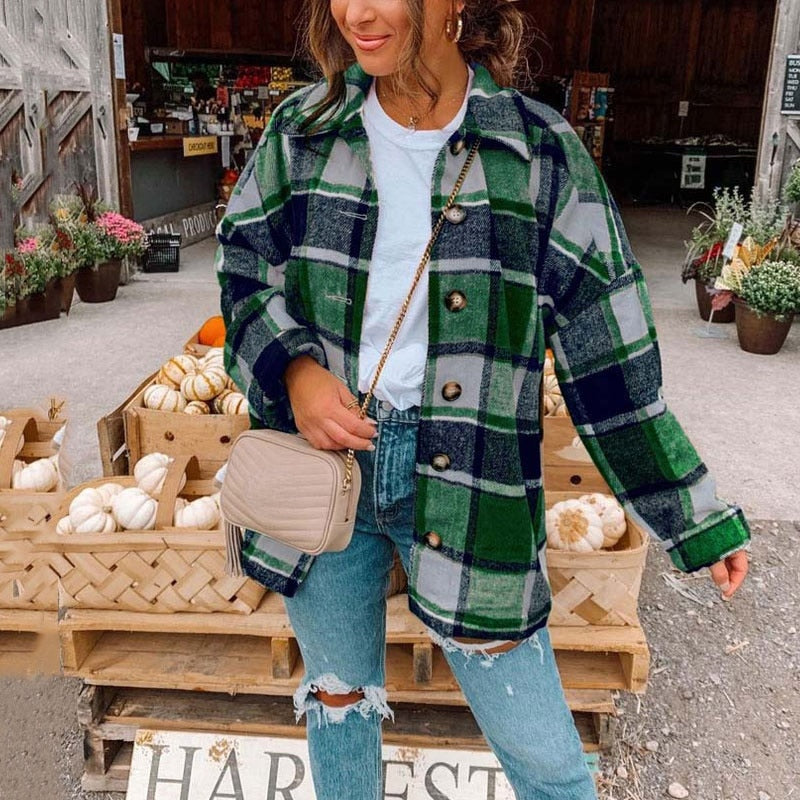 Plaid Oversized Checkered Button Up Shirt