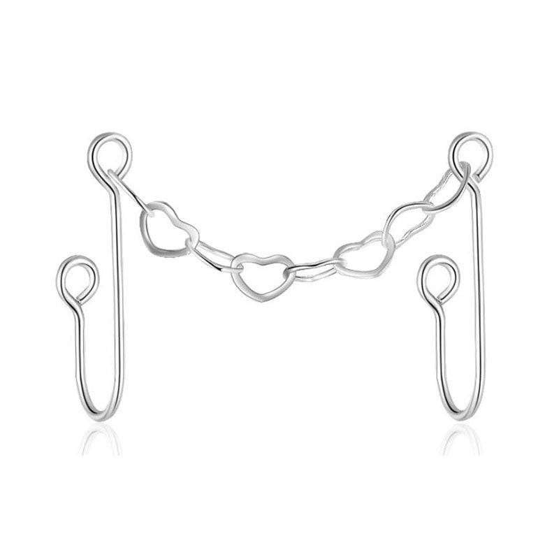 Double Heart Nose Chain Cuff Piercing