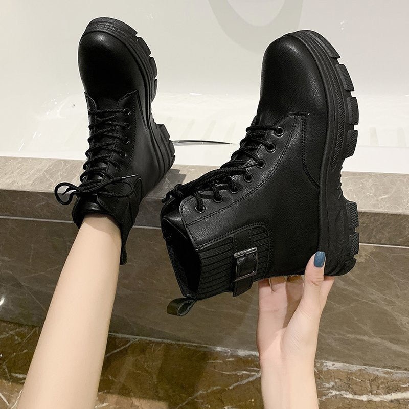 Comfortable Elastic Black Rock Boots