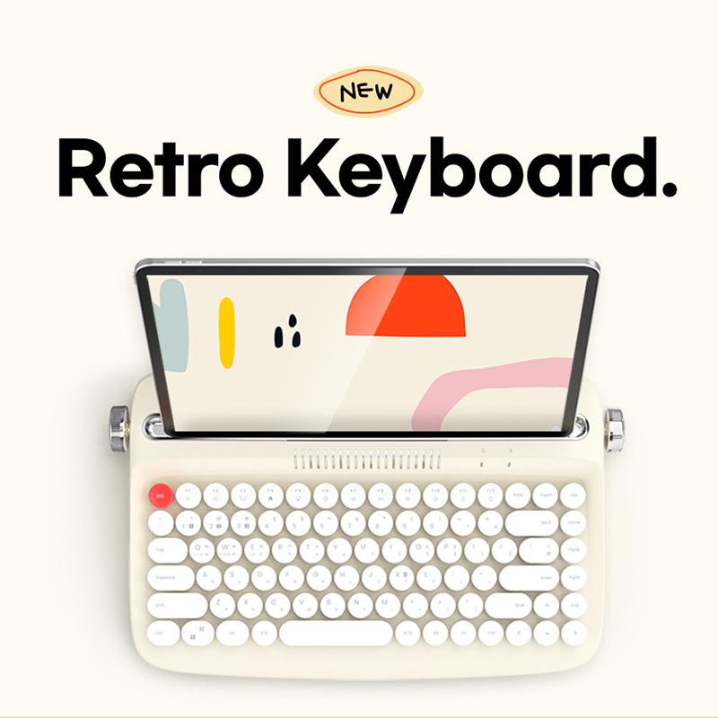 Bluetooth Wireless Keyboard 84 Keys Office Typewriter Feel Keyboard Tablet Stylish Retro Round Key Cap Teclado