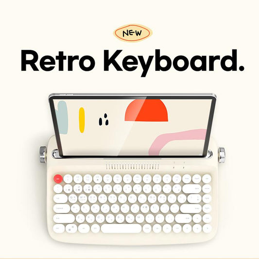 Bluetooth Wireless Keyboard 84 Keys Office Typewriter Feel Keyboard Tablet Stylish Retro Round Key Cap Teclado